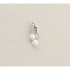 Pendant Only 10K White Gold Freshwater Pearl and Diamond Pendant